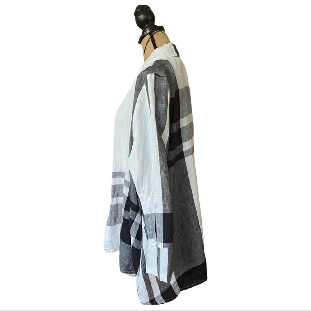 BEAU JOURS Merina Shirt Black & White 100% Linen size LARGE/X-LARGE - Picture 5 of 16